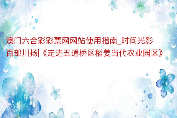 澳门六合彩彩票网网站使用指南_时间光影 百部川扬|《走进五通桥区稻姜当代农业园区》